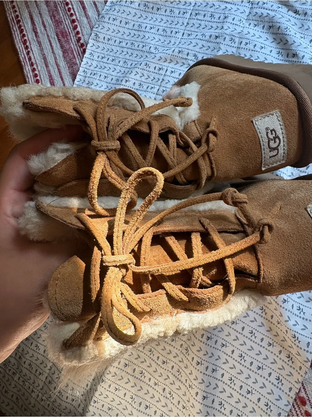 UGG Tan Suede Boots (boots with the fur!)